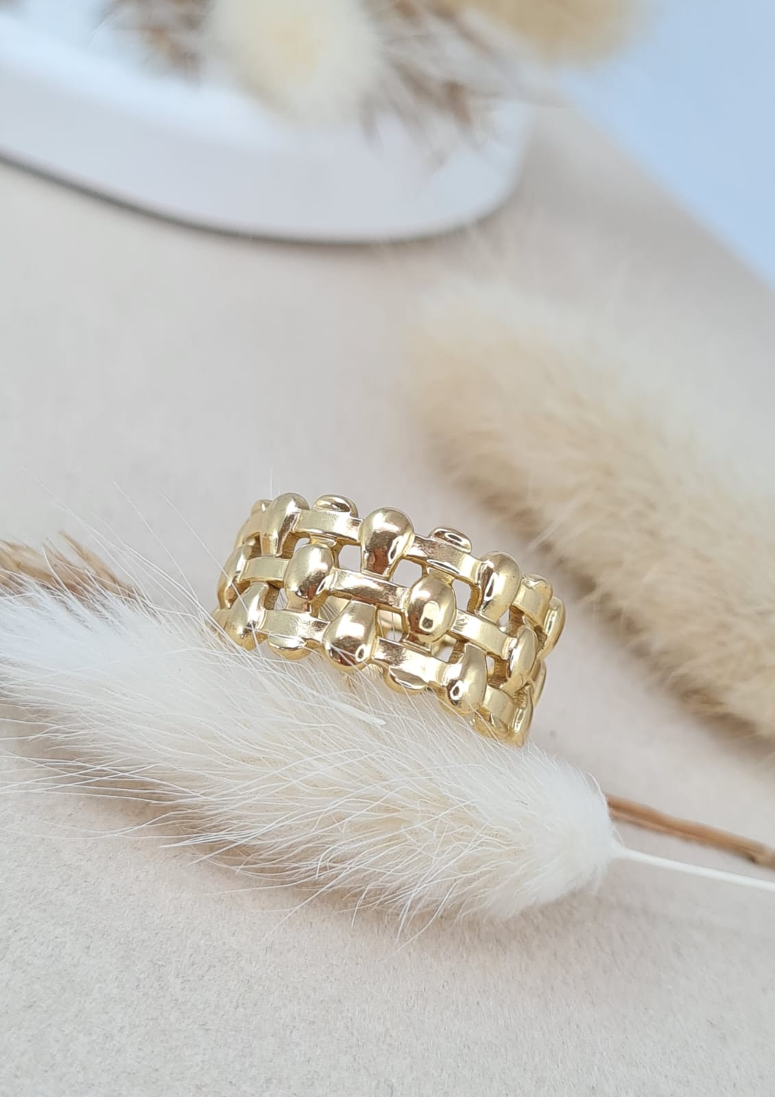 Ring „Golden Weave“ – 14K vergoldeter Edelstahl mit Flechtmuster