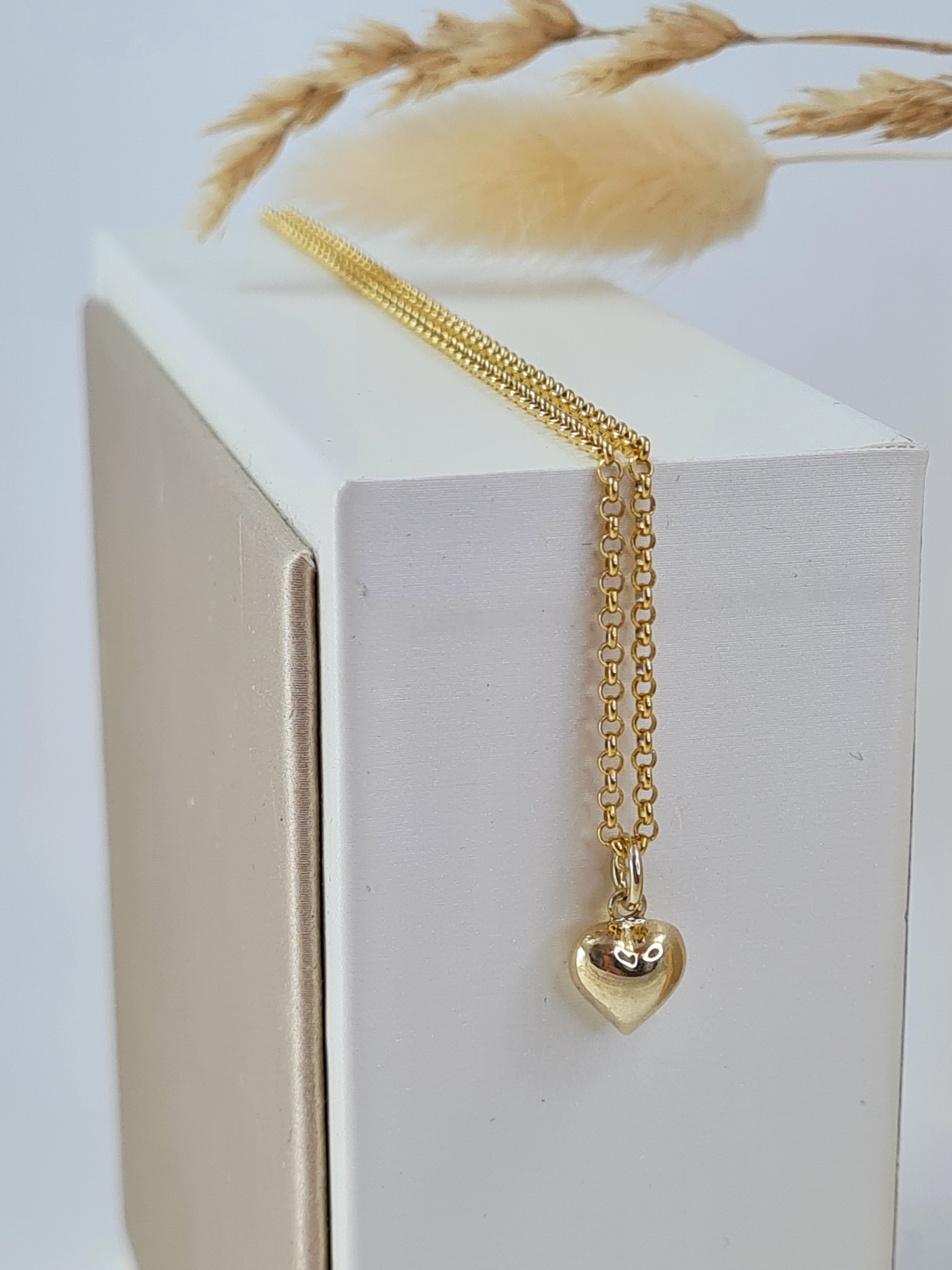 Vergoldete Silberkette mit Herzanhänger Damen | 925 echt vergoldet (DHS 114)