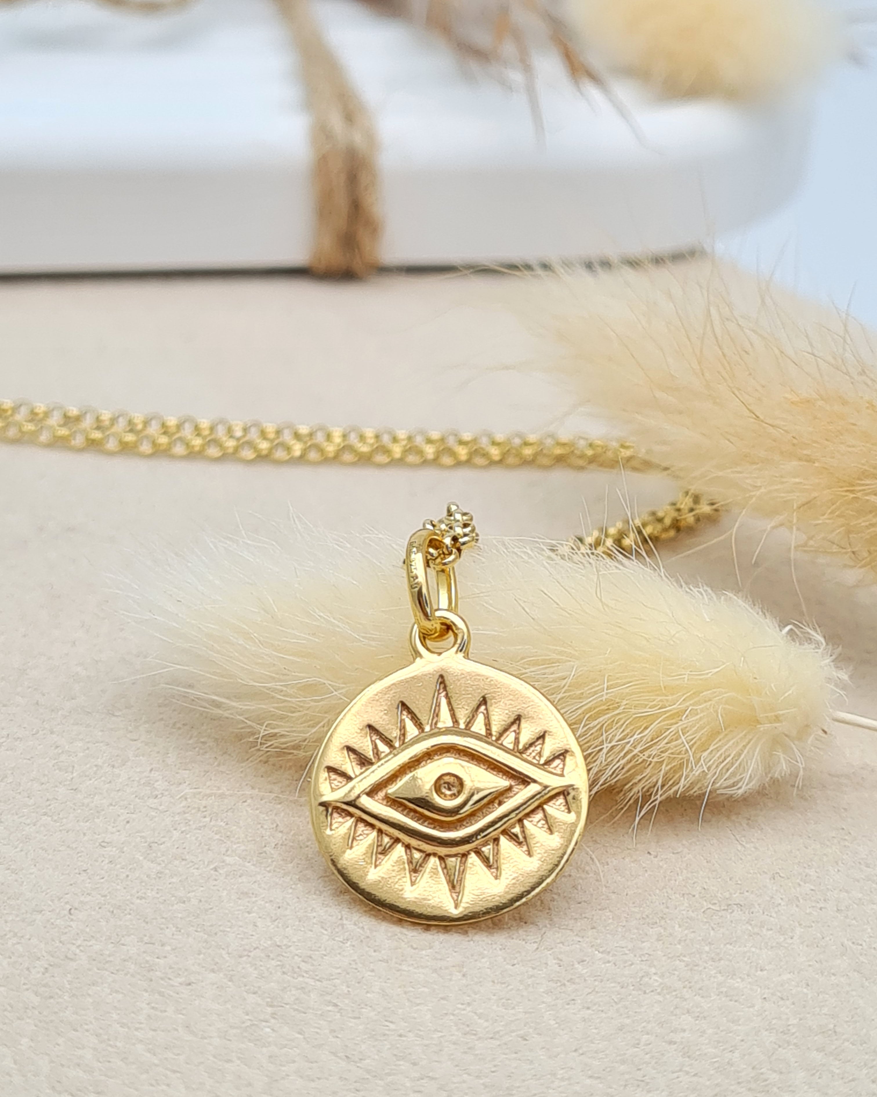Vergoldete Silberkette mit Evil Eye Anhänger - Schutz & positive Energie (DHS 100)