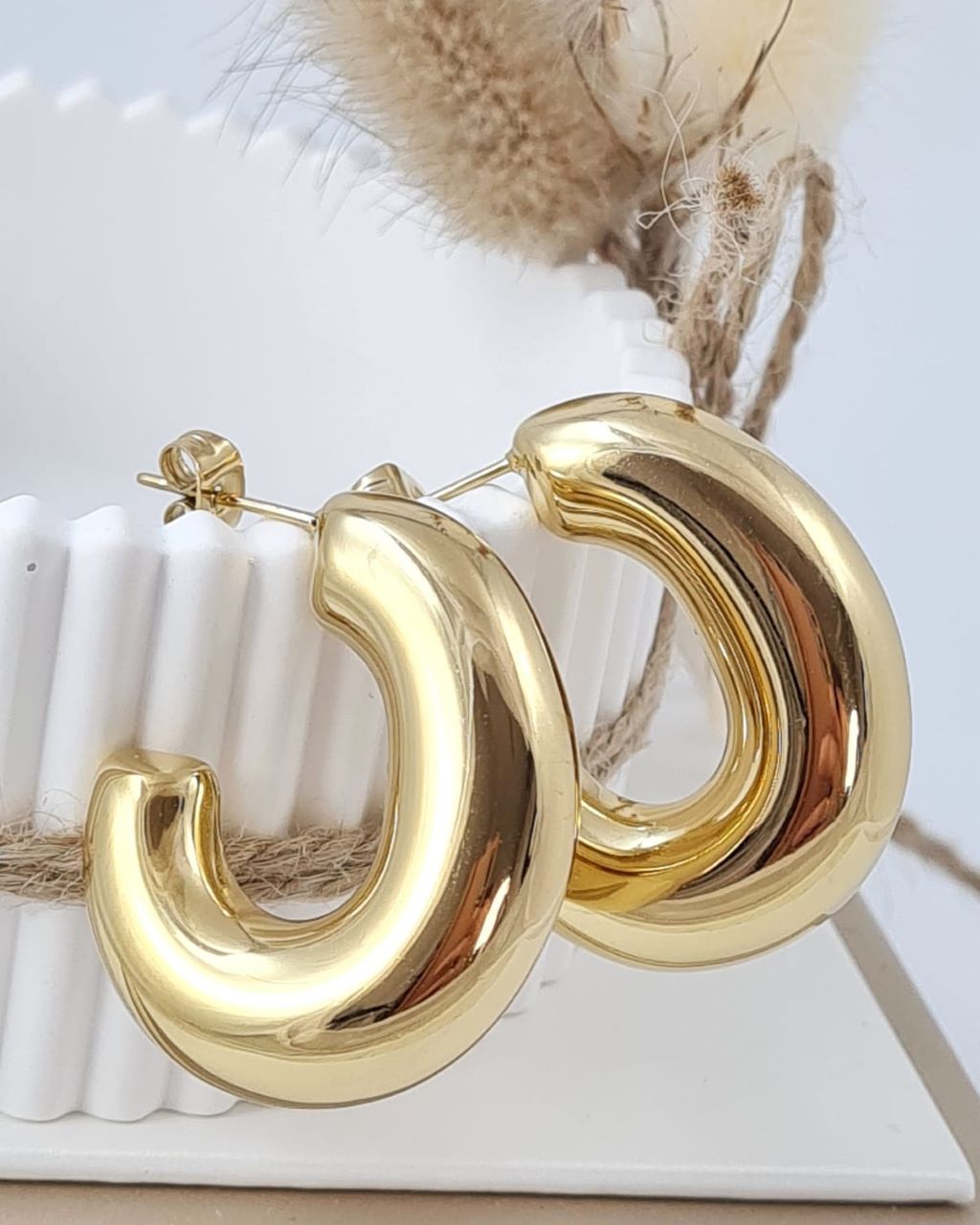 Chunky Hoops Ohrringe - Edelstahl 14 Karat Gold (EOS 4)