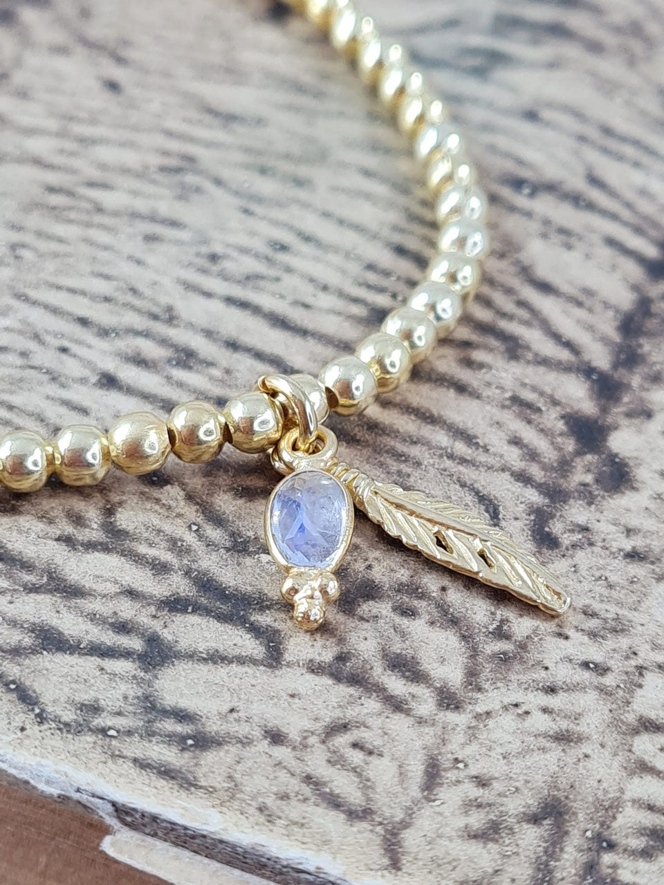 Regenbogen Mondstein Armbänder vergoldet*  (DAB 27)