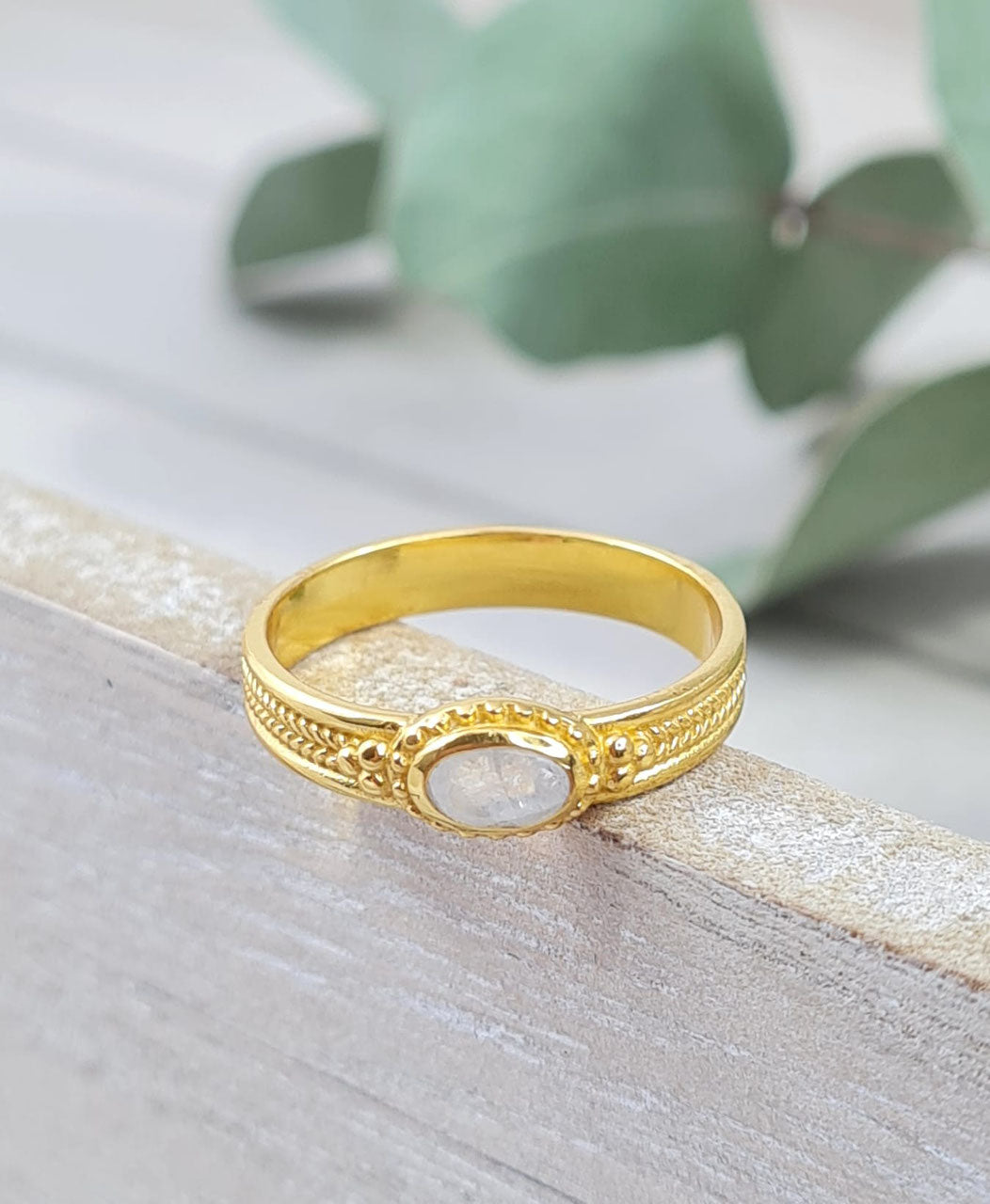 Ringe aus vergoldetem Sterlingsilber 925  und Edelstein (DFR 71)