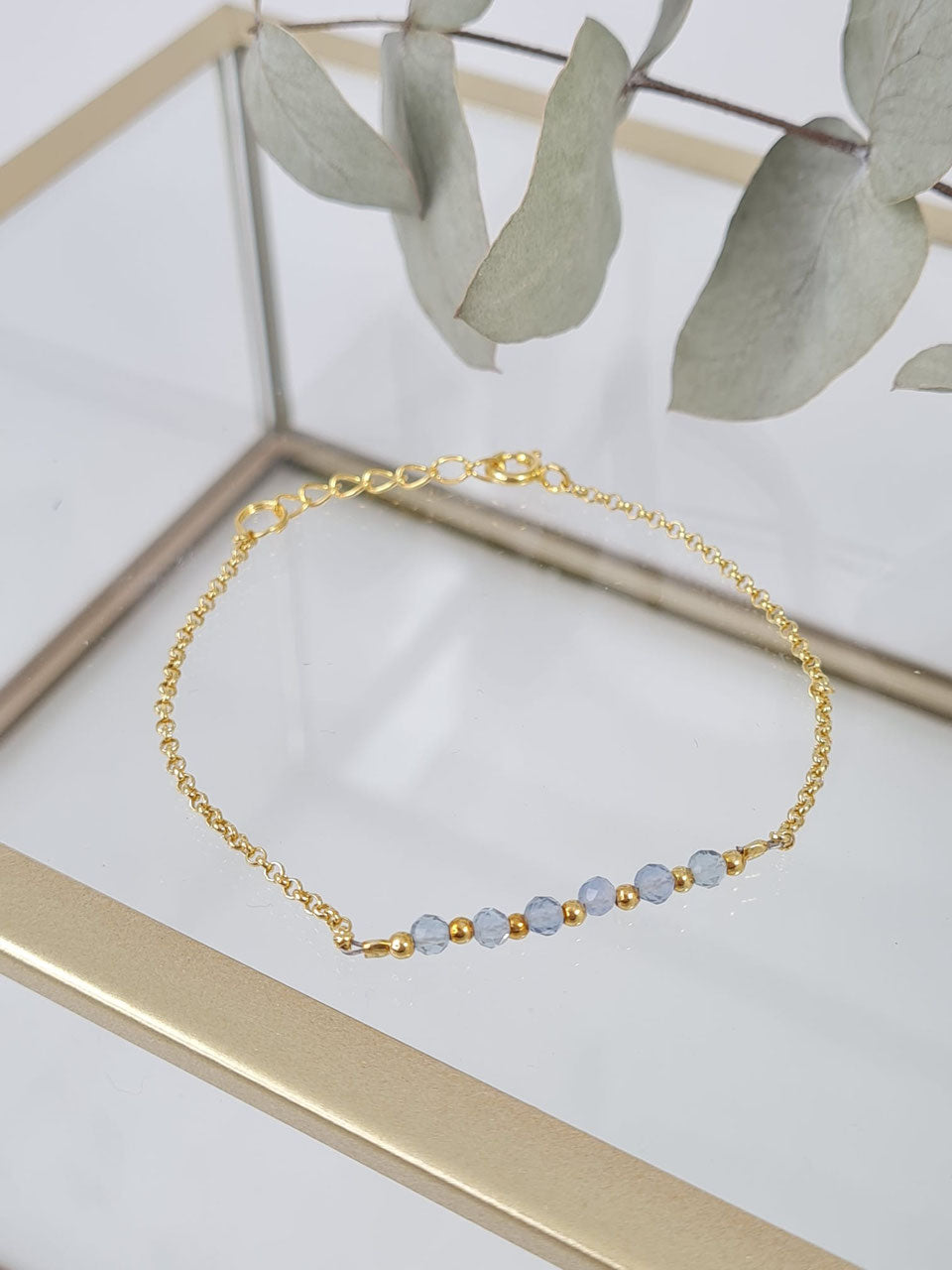 Silber vergoldet Armschmuck, Süsswasserperlen und Aqua Achat * (DAB 1)