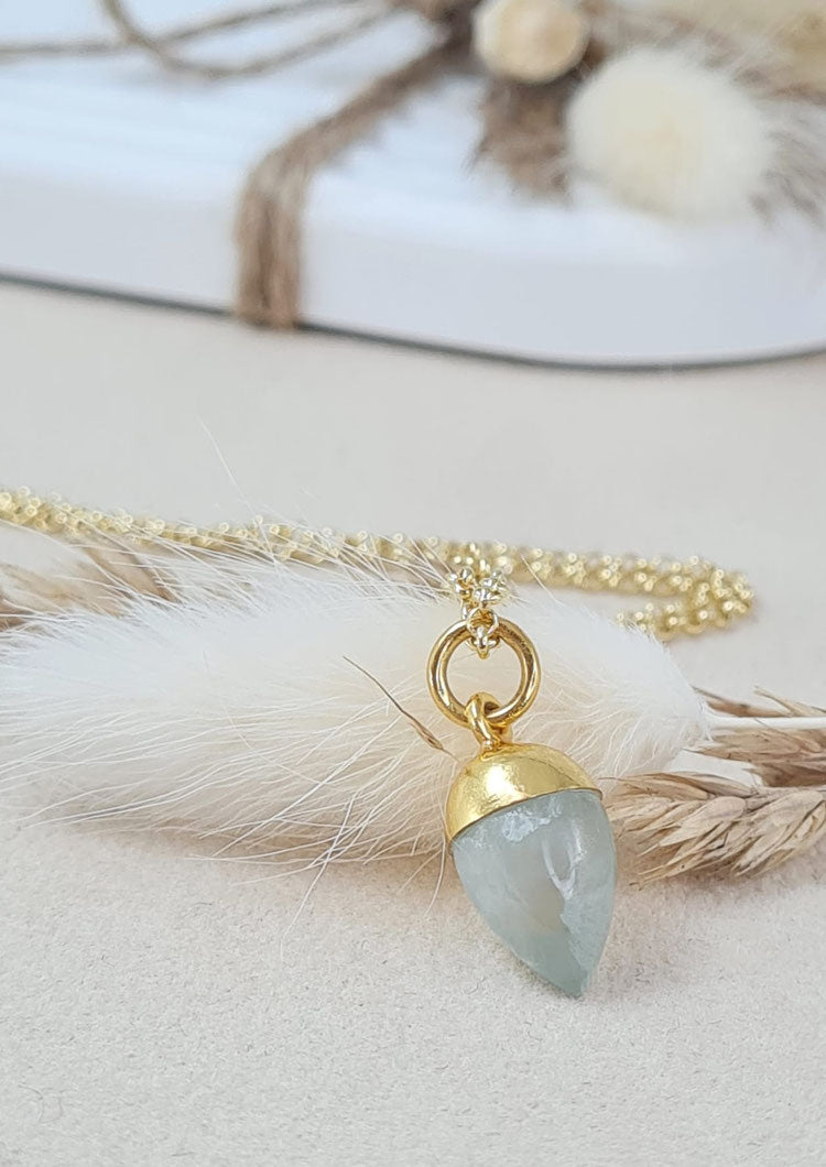 Kette Gold veredelt mit Prehnit Anhänger  (DHS 67)