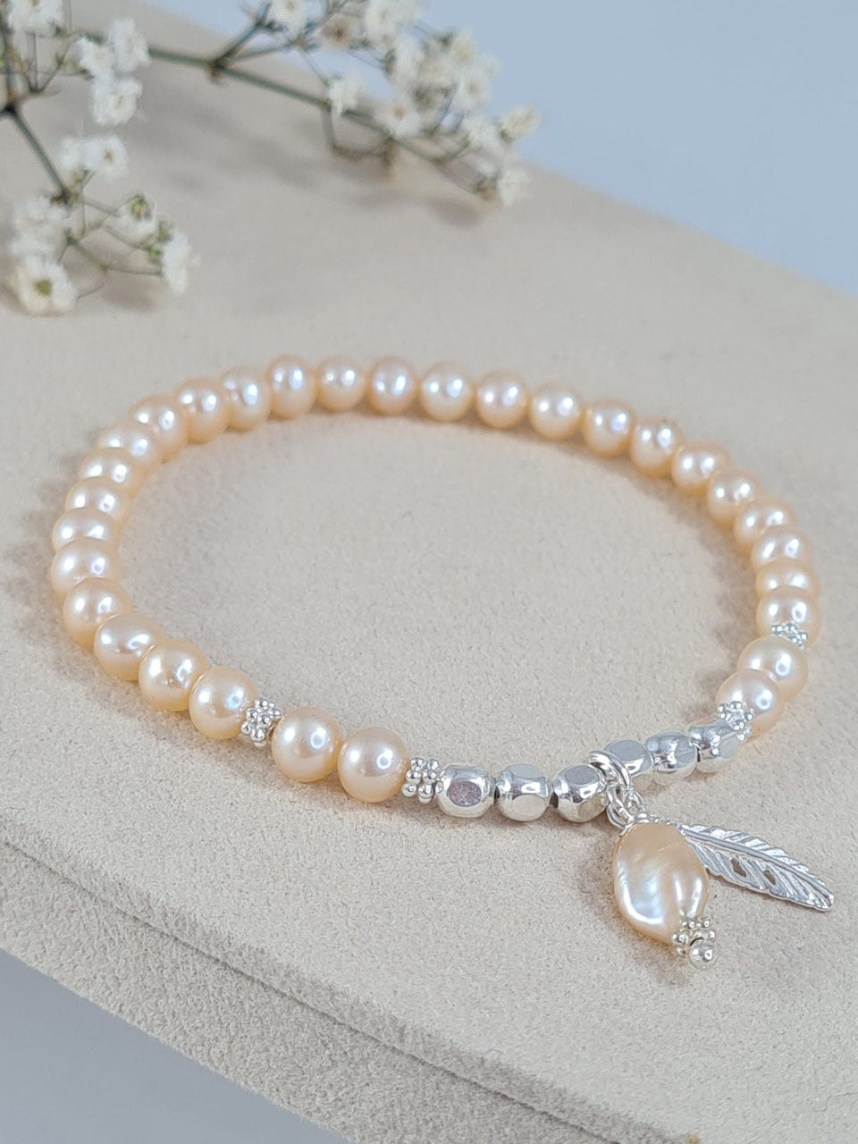 Perlen Armschmuck aus rosa Süsswasserperlen und Silber * (DAB 163)