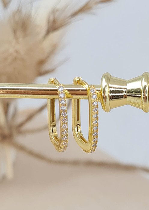 Creolen mit Zirkonia Silber vergoldet (DOS 112)