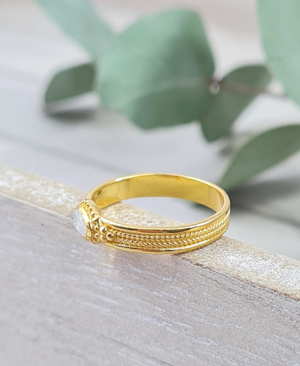 Ringe aus vergoldetem Sterlingsilber 925  und Edelstein (DFR 71)