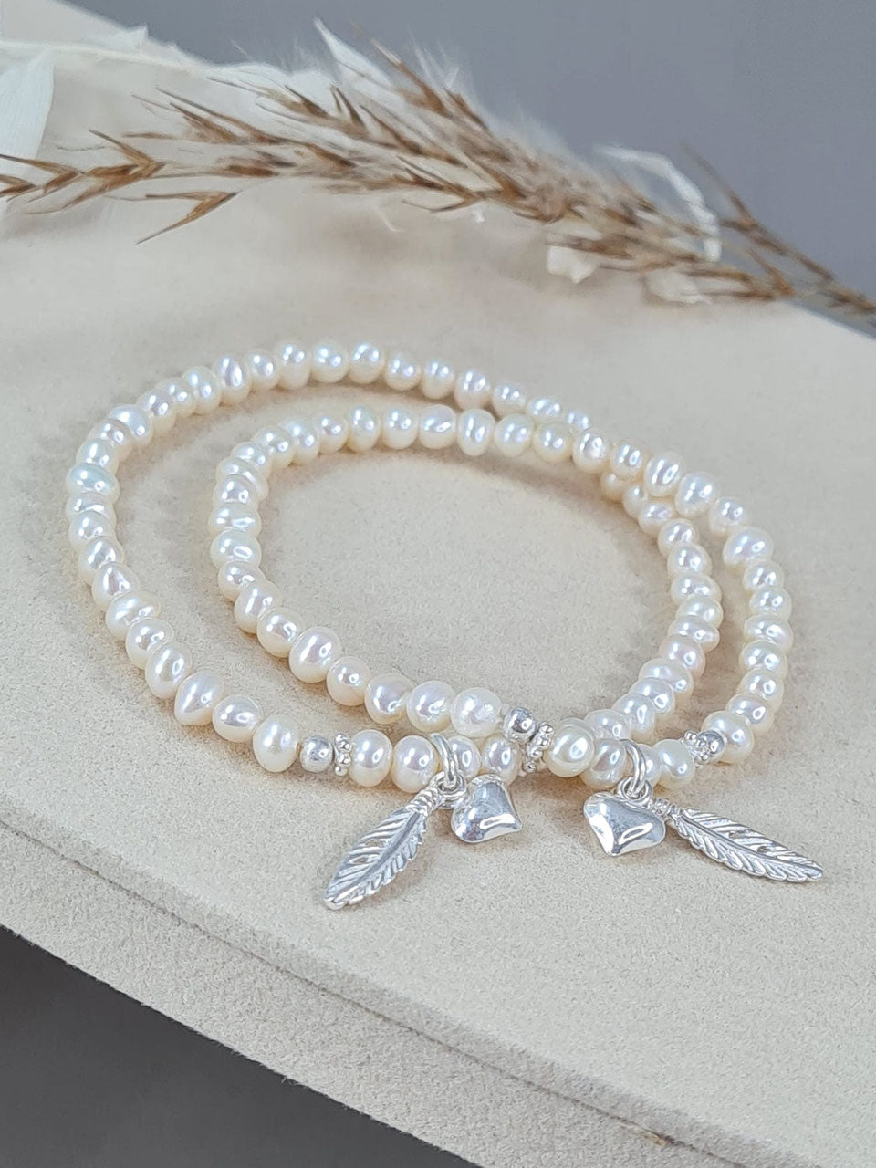 Mutter-Tochter-Armband aus Süsswasserperlen und Silber * (MT 31)