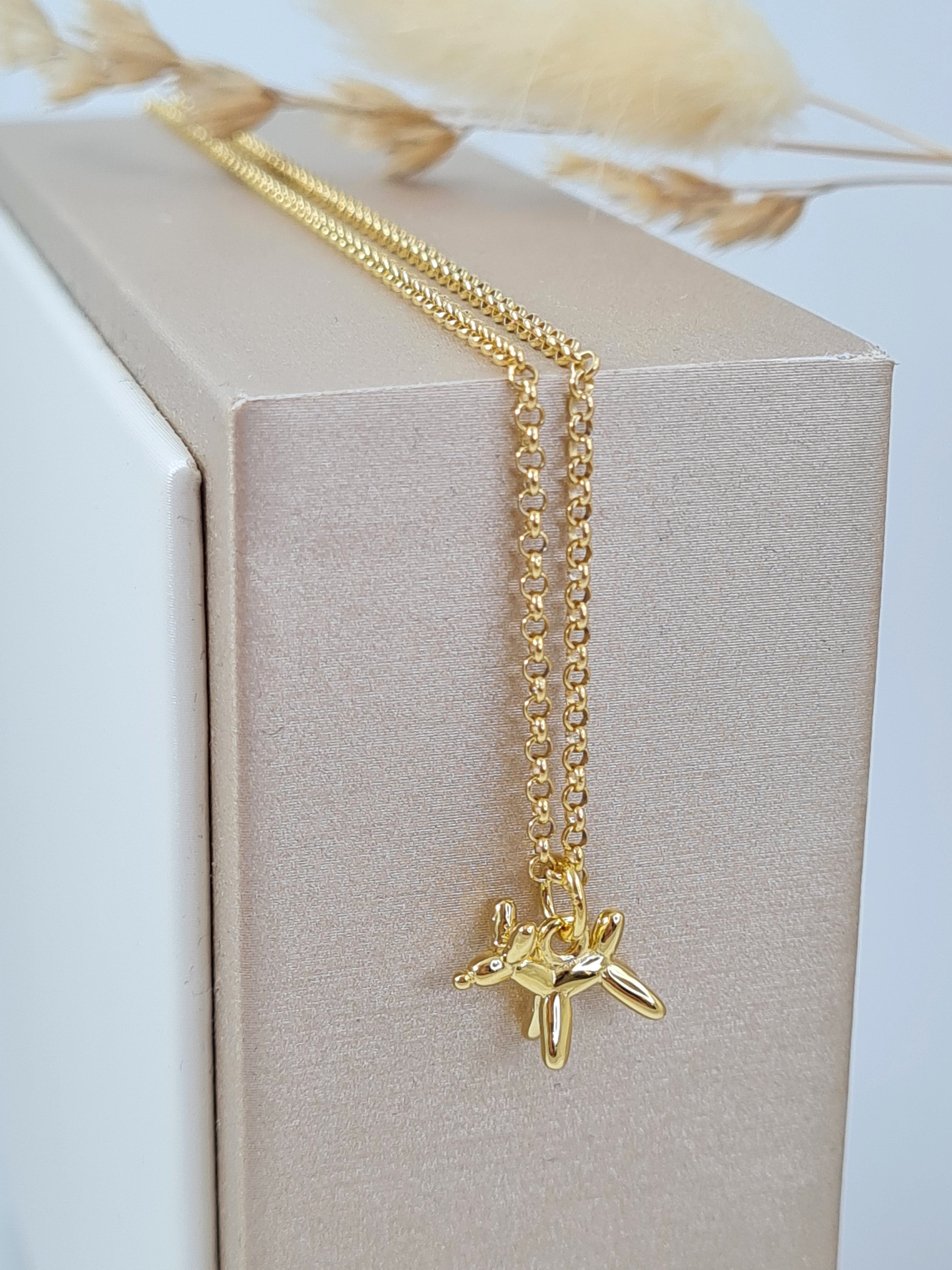 Mädchen Halskette Silber 925 vergoldet mit Hundeanhänger (KHS 17) - Kinderschmuck