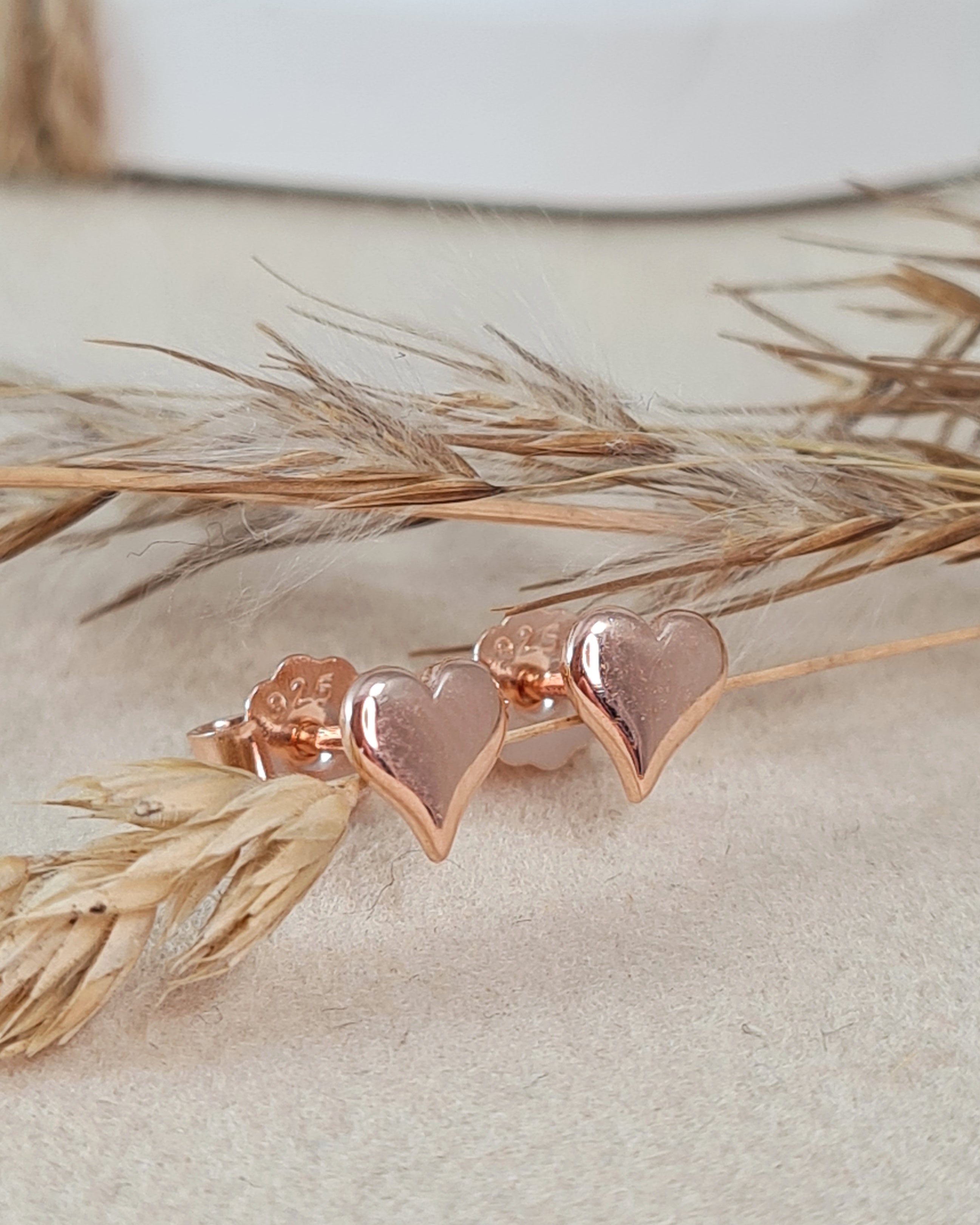 Herz Ohrstecker Silber rosé vergoldet (OSM 9)
