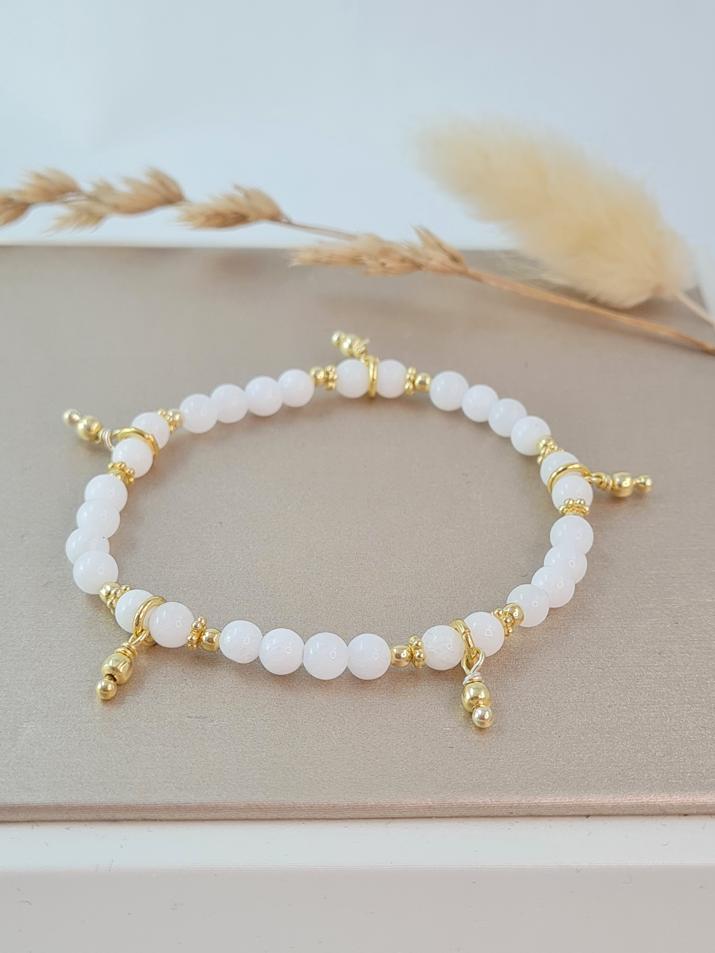 Mädchen Edelsteinarmband aus weisser Achat * (KAB 12)