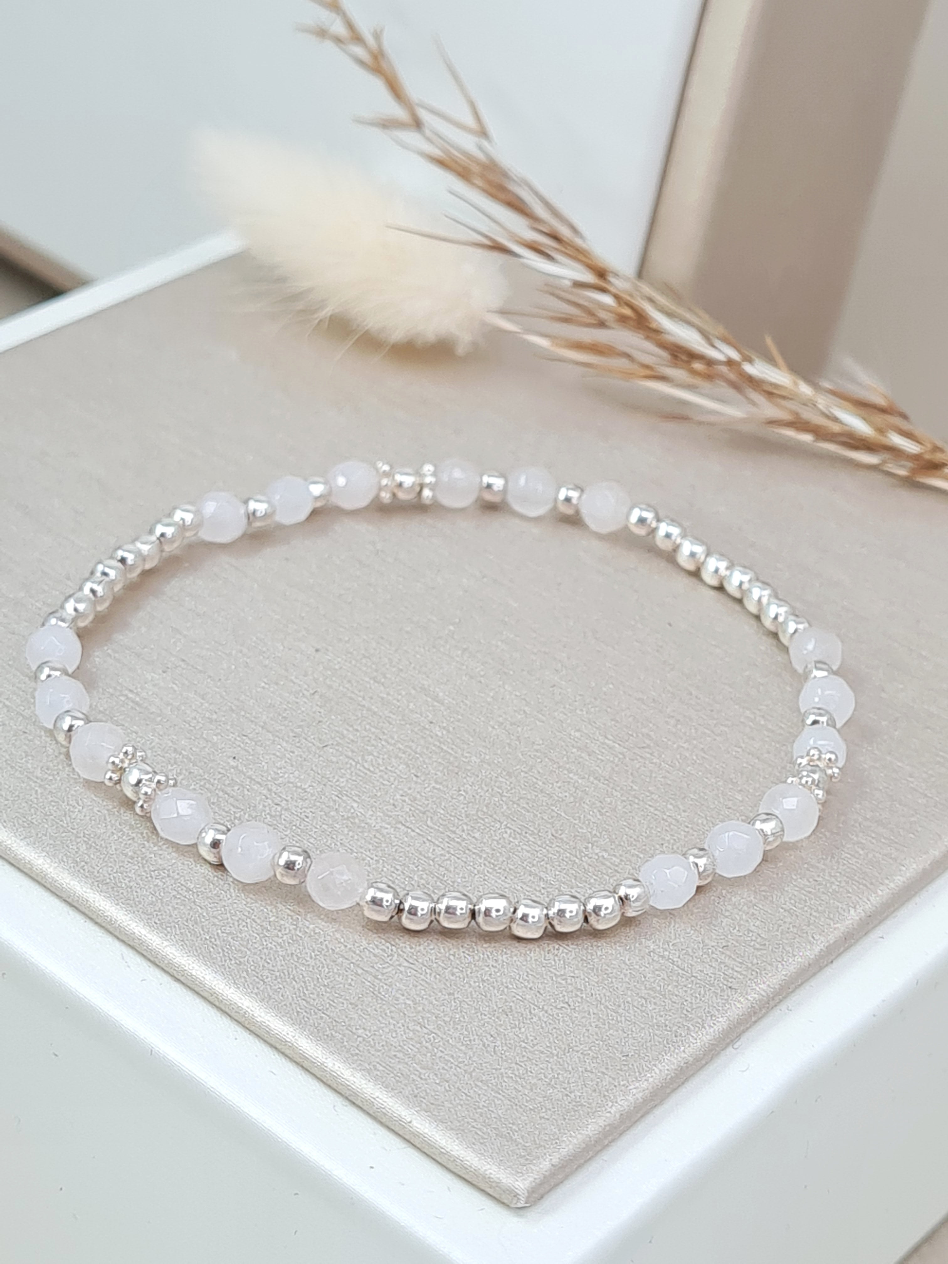 Rosenquarz Silberarmband 925 | Elastisch & raffiniert * (DAB 287)