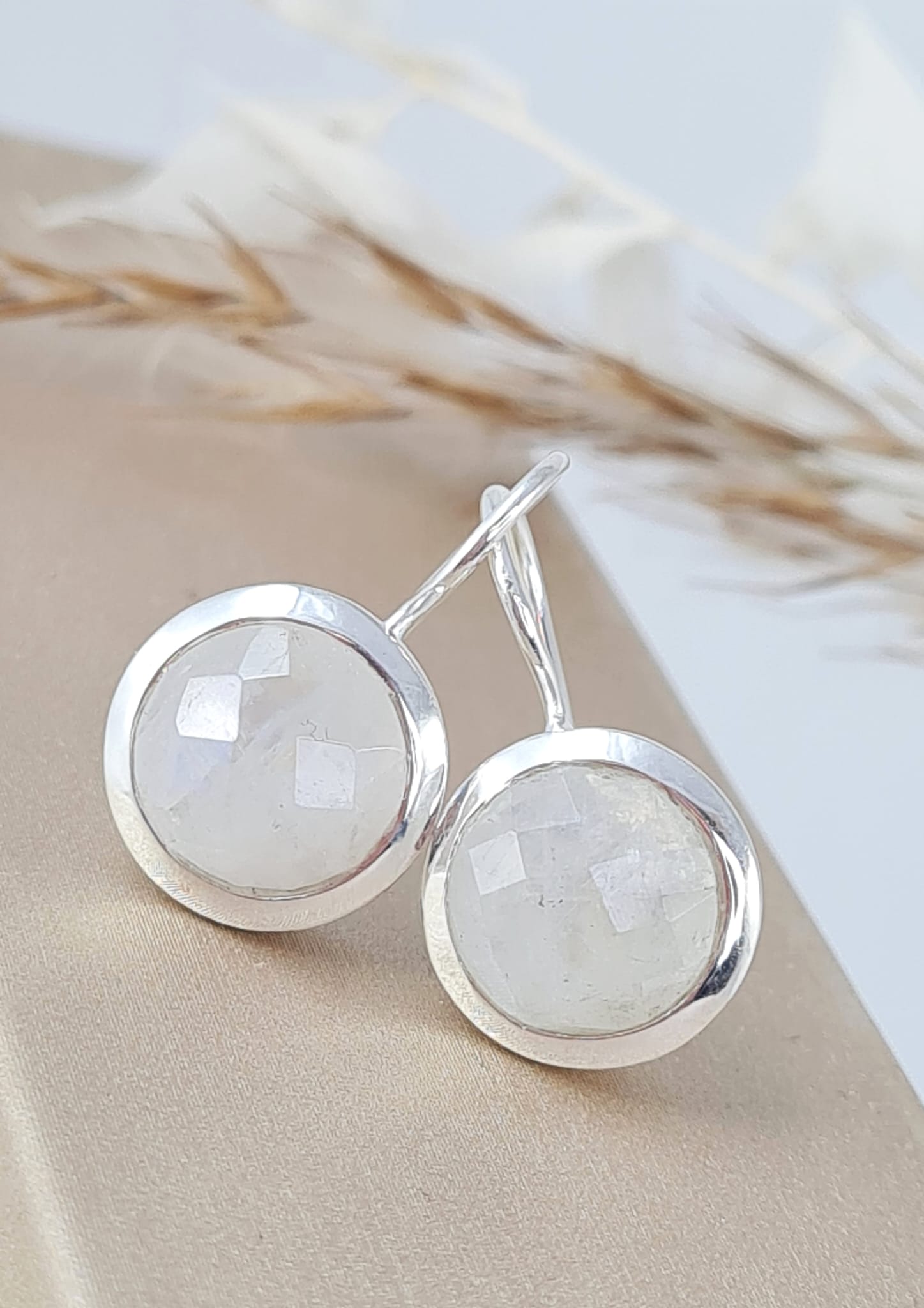 Regenbogen Mondstein Ohrringe Silber (DOS 126)