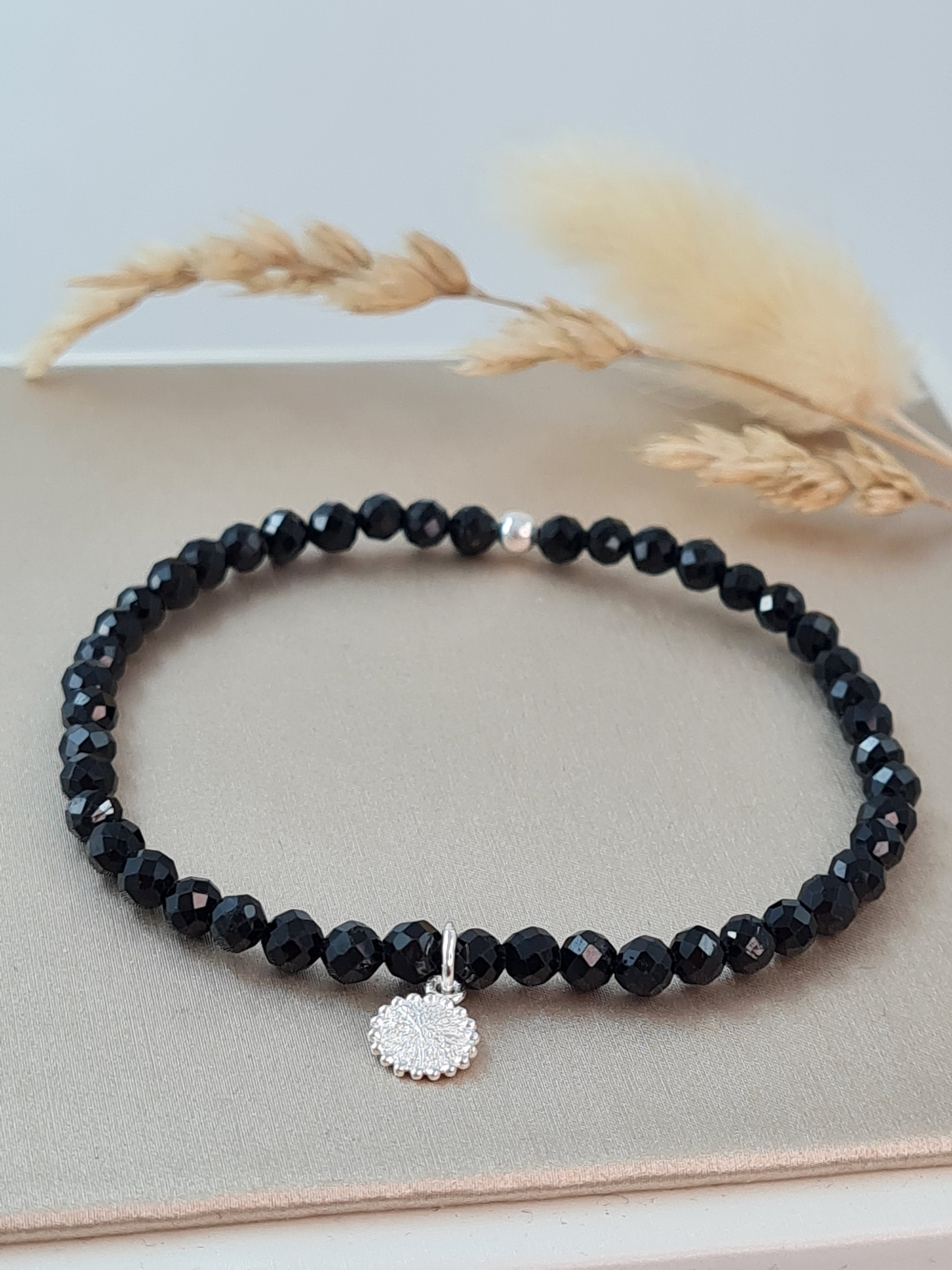 Schwarzer Turmalin - Edelstein Armband Damen