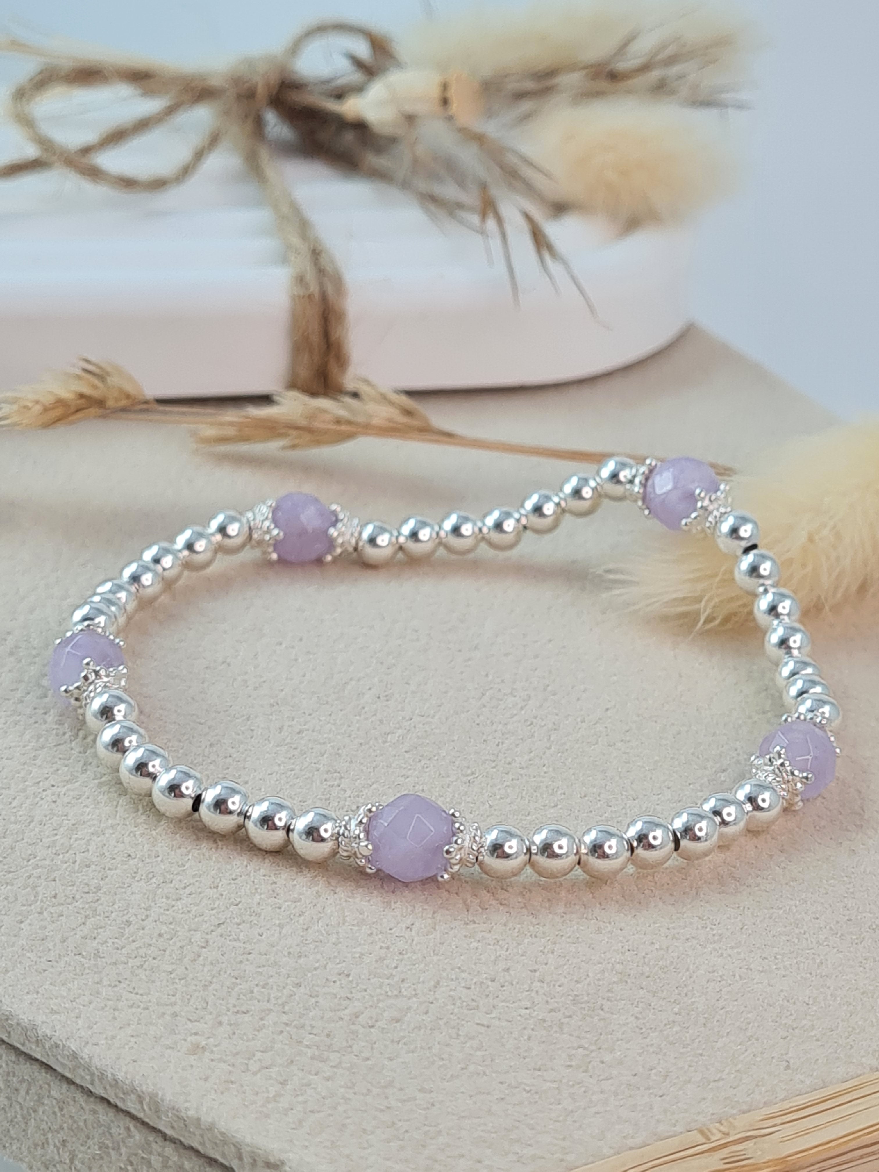 925 Silber Armband Damen mit Lavendel Amethyst * (DAB 256)