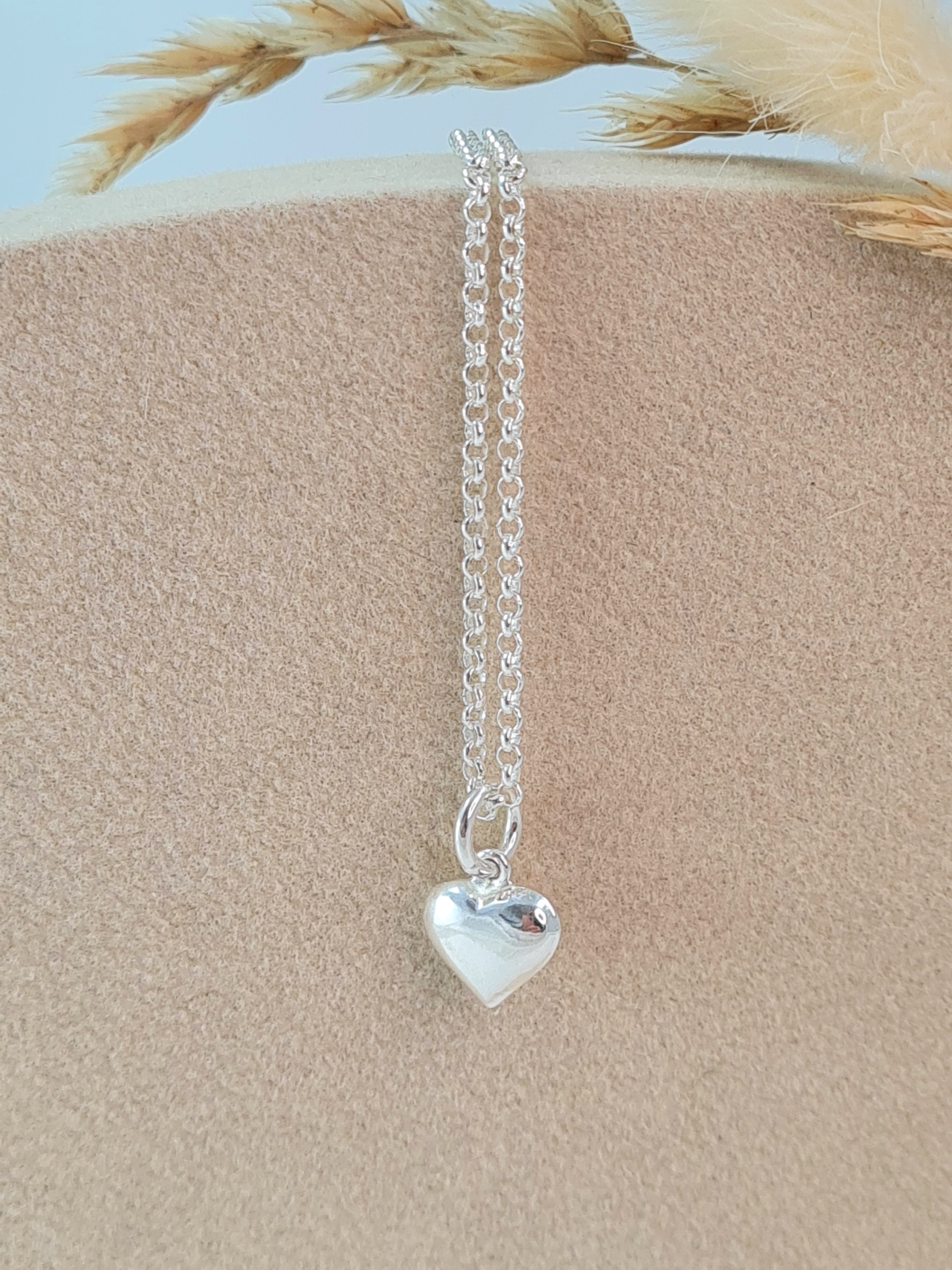Silberkette mit Herzanhänger Damen 925 | 45 cm Erbsenkette (DHS 113)