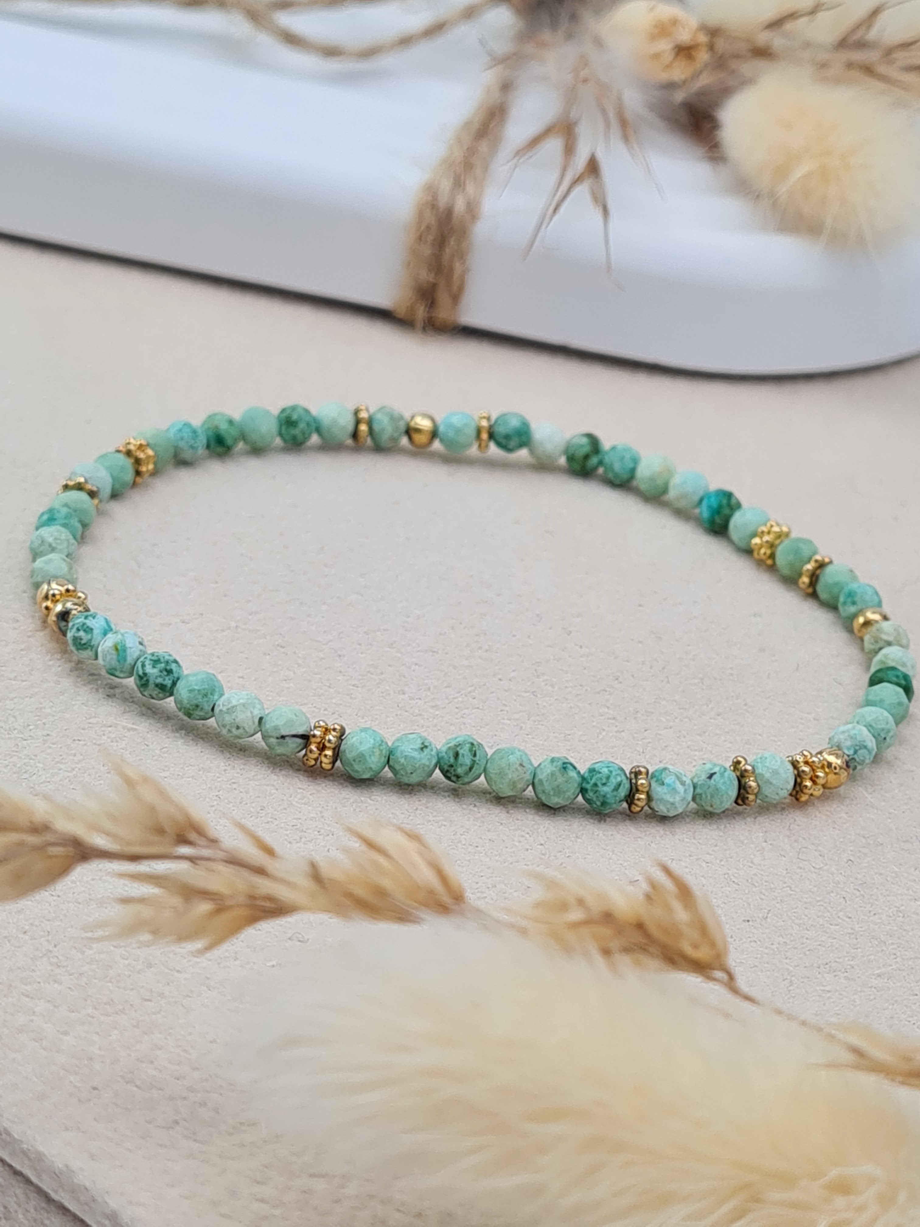 Türkis Armband facettiert 3 mm | Vergoldet 925 Silber * (DAB 308)